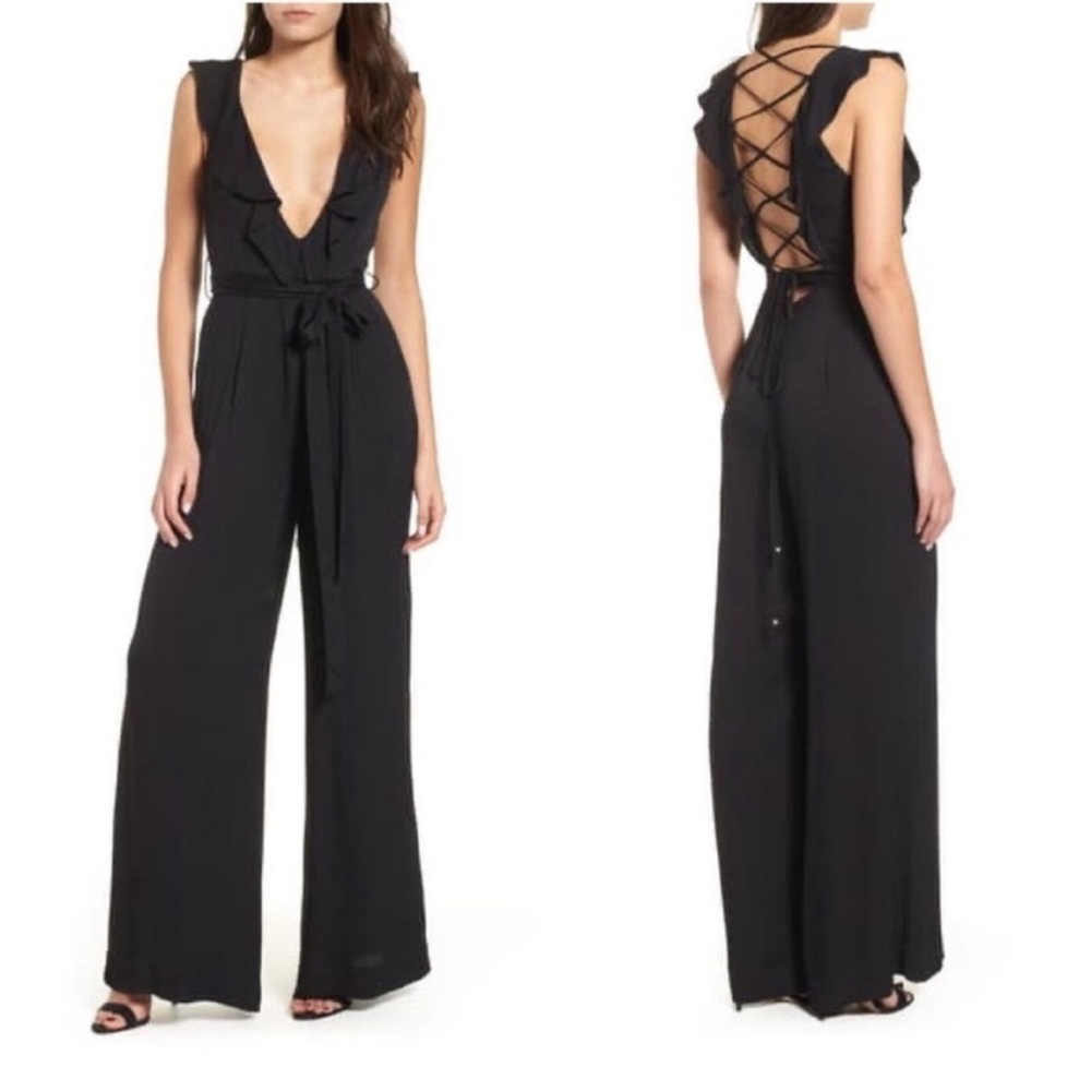 AFRM Black Ruffled Jumpsuit